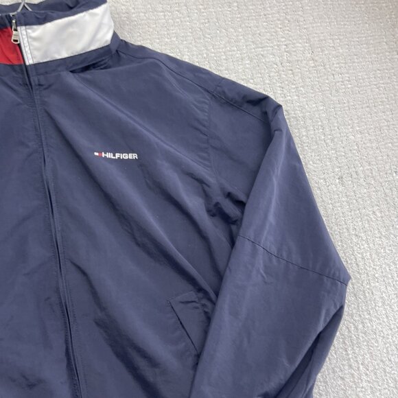 Tommy Hilfiger Jacket Men L Blue Yacht Sailing Full Zip Collared Hidden Hood - Picture 4 of 16